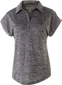Womens Heathered Polo Shirt (Black,Forest,Graphite,Gold,Royal,Red) BLACK HEATHER Pocket