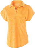 Womens Heathered Polo Shirt (Black,Forest,Graphite,Gold,Royal,Red) LIGHT GOLD HEATHER Pocket