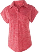 Womens Heathered Polo Shirt (Black,Forest,Graphite,Gold,Royal,Red) SCARLET HEATHER Pocket