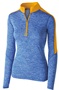 Womens 1/2 Zip Heather Pullover Jacket (18-Colors) ROYAL HEATHER/ LIGHT GOLD Pocket