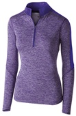 Womens 1/2 Zip Heather Pullover Jacket (18-Colors) PURPLE HEATHER/ PURPLE Pocket