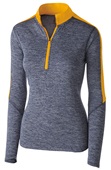 Womens 1/2 Zip Heather Pullover Jacket (18-Colors) NAVY HEATHER/ LIGHT GOLD Pocket