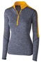 Womens 1/2 Zip Heather Pullover Jacket (18-Colors) NAVY HEATHER/ LIGHT GOLD Pocket