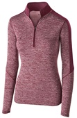 Womens 1/2 Zip Heather Pullover Jacket (18-Colors) MAROON HEATHER/ MAROON Pocket
