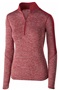 Womens 1/2 Zip Heather Pullover Jacket (18-Colors) CARDINAL HEATHER/ CARDINAL Pocket