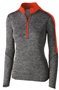 Womens 1/2 Zip Heather Pullover Jacket (18-Colors) BLACK HEATHER/ ORANGE Pocket