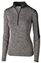 Womens 1/2 Zip Heather Pullover Jacket (18-Colors) BLACK HEATHER/ BLACK Pocket