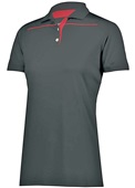 Womens 3-Button Polo Shirt (Black,Forest,Graphite,Kelly,Maroon,Navy,Purple,Red,White) BLACK/SCARLET Pocket