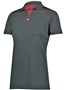 Womens 3-Button Polo Shirt (Black,Forest,Graphite,Kelly,Maroon,Navy,Purple,Red,White) BLACK/SCARLET Pocket