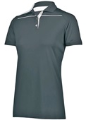 Womens 3-Button Polo Shirt (Black,Forest,Graphite,Kelly,Maroon,Navy,Purple,Red,White) GRAPHITE/WHITE Pocket