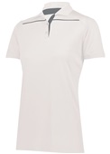 Womens 3-Button Polo Shirt (Black,Forest,Graphite,Kelly,Maroon,Navy,Purple,Red,White) WHITE/GRAPHITE Pocket