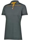 Womens 3-Button Polo Shirt (Black,Forest,Graphite,Kelly,Maroon,Navy,Purple,Red,White) BLACK/GOLD Pocket