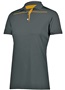 Womens 3-Button Polo Shirt (Black,Forest,Graphite,Kelly,Maroon,Navy,Purple,Red,White) BLACK/GOLD Pocket
