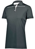 Womens 3-Button Polo Shirt (Black,Forest,Graphite,Kelly,Maroon,Navy,Purple,Red,White) BLACK/WHITE Pocket