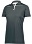 Womens 3-Button Polo Shirt (Black,Forest,Graphite,Kelly,Maroon,Navy,Purple,Red,White) BLACK/WHITE Pocket