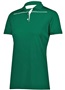 Womens 3-Button Polo Shirt (Black,Forest,Graphite,Kelly,Maroon,Navy,Purple,Red,White) FOREST/WHITE Pocket