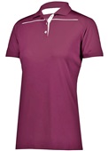 Womens 3-Button Polo Shirt (Black,Forest,Graphite,Kelly,Maroon,Navy,Purple,Red,White) MAROON/WHITE Pocket