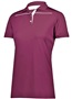 Womens 3-Button Polo Shirt (Black,Forest,Graphite,Kelly,Maroon,Navy,Purple,Red,White) MAROON/WHITE Pocket