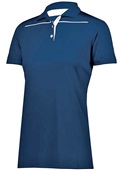 Womens 3-Button Polo Shirt (Black,Forest,Graphite,Kelly,Maroon,Navy,Purple,Red,White) NAVY/WHITE Pocket