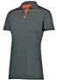 Womens 3-Button Polo Shirt (Black,Forest,Graphite,Kelly,Maroon,Navy,Purple,Red,White) BLACK/ORANGE Pocket