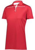Womens 3-Button Polo Shirt (Black,Forest,Graphite,Kelly,Maroon,Navy,Purple,Red,White) SCARLET/WHITE Pocket