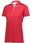 Womens 3-Button Polo Shirt (Black,Forest,Graphite,Kelly,Maroon,Navy,Purple,Red,White) SCARLET/WHITE Pocket