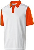 Adult 3-Button Heathered Polo Shirt (White w/Athletic,Black,Cardinal,Navy,Orange,Red) WHITE/ORANGE HEATHER Pocket