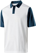  Adult 3-Button Heathered Polo Shirt (White w/Athletic,Black,Cardinal,Navy,Orange,Red) WHITE/NAVY HEATHER Pocket