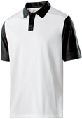 Adult 3-Button Heathered Polo Shirt (White w/Athletic,Black,Cardinal,Navy,Orange,Red) WHITE/BLACK HEATHER Pocket