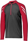  Adult Contrasting Sleeve 1/2 Zip Jacket (Black,Carbon,Maroon,Navy,Royal,Red) BLACK/SCARLET Pocket