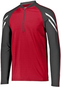  Adult Contrasting Sleeve 1/2 Zip Jacket (Black,Carbon,Maroon,Navy,Royal,Red) SCARLET/BLACK Pocket