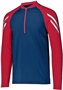  Adult Contrasting Sleeve 1/2 Zip Jacket (Black,Carbon,Maroon,Navy,Royal,Red) NAVY/SCARLET Pocket