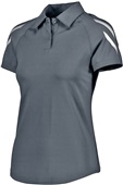 Womens 2-Snap Tagless Polo (Black,Carbon,Forest,Kelly,Gold,Maroon,Navy,Orange,Royal,Red,White) CARBON Pocket