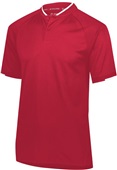 Adult, Side Vented, Low Profile Rib Collar, 50+UPF Polo Shirt SCARLET/WHITE Pocket