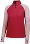 Womens/ Girls 1/2 Zip 2-Tone Pullover (Black,Forest,Maroon,Navy,Orange,Purple,Royal,Red,White) SCARLET/SCARLET HEATHER Pocket