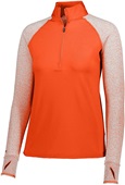 Womens/ Girls 1/2 Zip 2-Tone Pullover (Black,Forest,Maroon,Navy,Orange,Purple,Royal,Red,White) ORANGE/ORANGE HEATHER Pocket