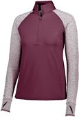 Womens/ Girls 1/2 Zip 2-Tone Pullover (Black,Forest,Maroon,Navy,Orange,Purple,Royal,Red,White) MAROON/MAROON HEATHER Pocket