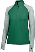 Womens/ Girls 1/2 Zip 2-Tone Pullover (Black,Forest,Maroon,Navy,Orange,Purple,Royal,Red,White) FOREST/FOREST HEATHER Pocket