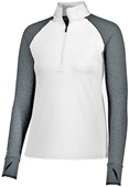 Womens/ Girls 1/2 Zip 2-Tone Pullover (Black,Forest,Maroon,Navy,Orange,Purple,Royal,Red,White) WHITE/GRAPHITE HEATHER Pocket