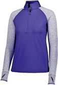 Womens/ Girls 1/2 Zip 2-Tone Pullover (Black,Forest,Maroon,Navy,Orange,Purple,Royal,Red,White) PURPLE/PURPLE HEATHER Pocket