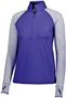 Womens/ Girls 1/2 Zip 2-Tone Pullover (Black,Forest,Maroon,Navy,Orange,Purple,Royal,Red,White) PURPLE/PURPLE HEATHER Pocket