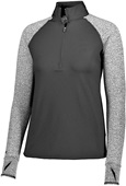Womens/ Girls 1/2 Zip 2-Tone Pullover (Black,Forest,Maroon,Navy,Orange,Purple,Royal,Red,White) BLACK/BLACK HEATHER Pocket