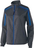 Womens 2-Color, Dropped Tail, Duel Inside Pockets Lightweight Jacket CARBON PRINT/ROYAL Pocket