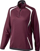 Womens 1/4 Zip Pullover (Black,Forest,Maroon,Navy,Purple,Royal,Red) MAROON/BLACK/WHITE Pocket