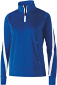 Womens 1/4 Zip, Front Pockets Pullover Jacket (Black,Forest,Graphite,Maroon,Navy,Royal,Red) ROYAL/WHITE Pocket