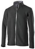 Adult Full-Zip Microfleece Inside/Outside Pockets Jacket (Black,Carbon,Navy,Royal,Red) BLACK/ WHITE Pocket