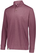 Adult 3-Button Heather Pullover (Athletic,Black,Forest,Maroon,Navy,Royal,Red,Storm,Birch) MAROON HEATHER Pocket