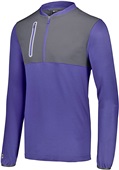 Adult/ Youth Hybrid 1/4 Zip Pullover (BK,Carbon,Forest,Kelly,Maroon,Navy,Orange,Purple,Royal,Red,WT) PURPLE/CARBON Pocket