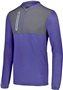 Adult/ Youth Hybrid 1/4 Zip Pullover (BK,Carbon,Forest,Kelly,Maroon,Navy,Orange,Purple,Royal,Red,WT) PURPLE/CARBON Pocket