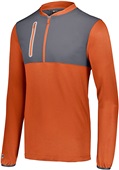 Adult/ Youth Hybrid 1/4 Zip Pullover (BK,Carbon,Forest,Kelly,Maroon,Navy,Orange,Purple,Royal,Red,WT) ORANGE/CARBON Pocket
